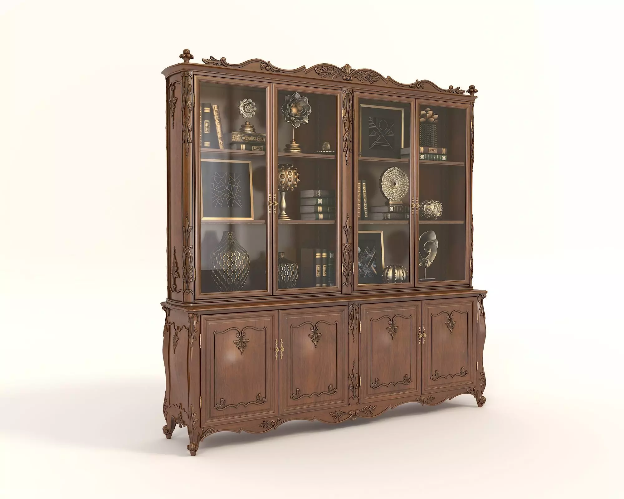 Classic Display Cabinet and Decoration 4 3D model_0