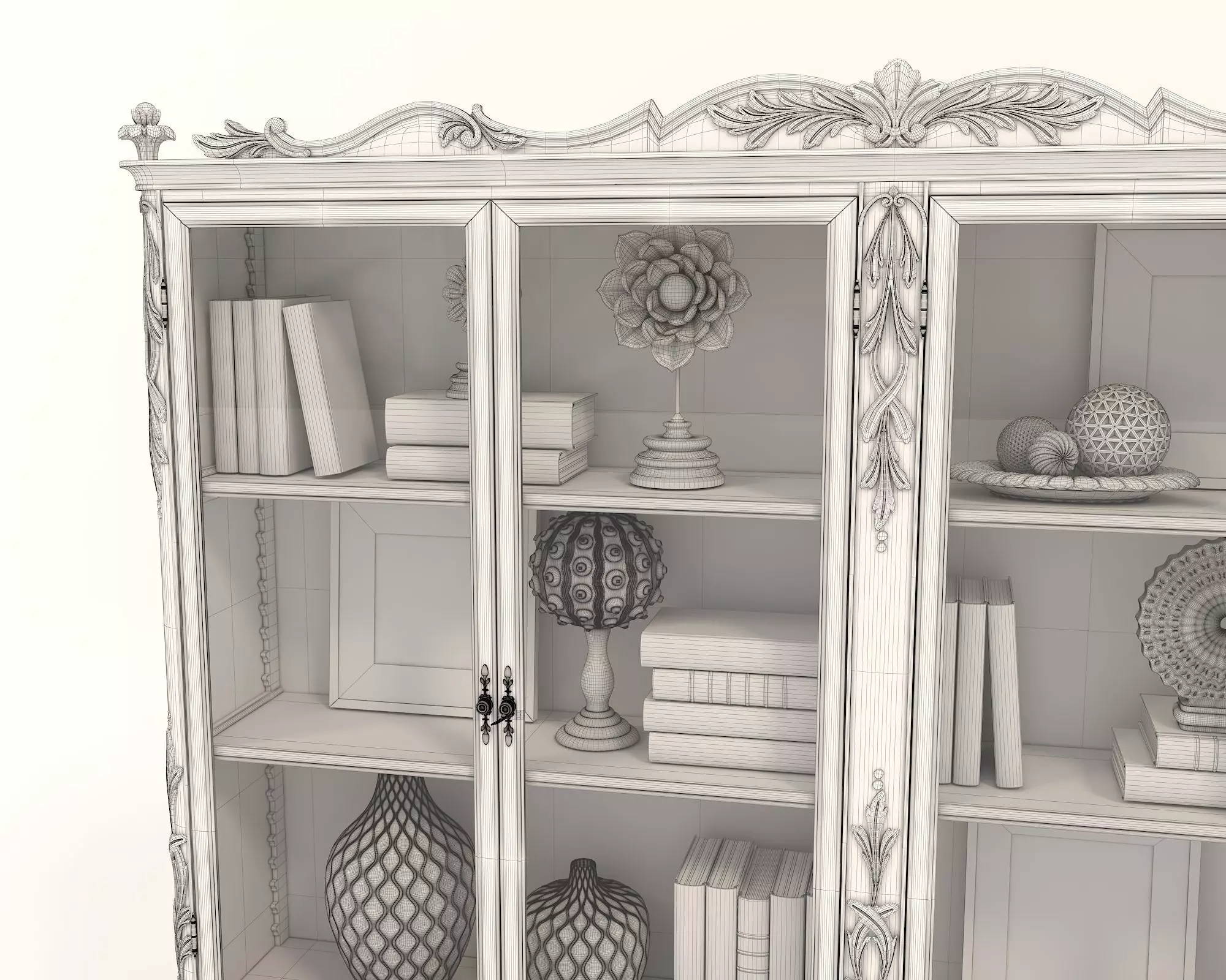 Classic Display Cabinet and Decoration 4 3D model_8