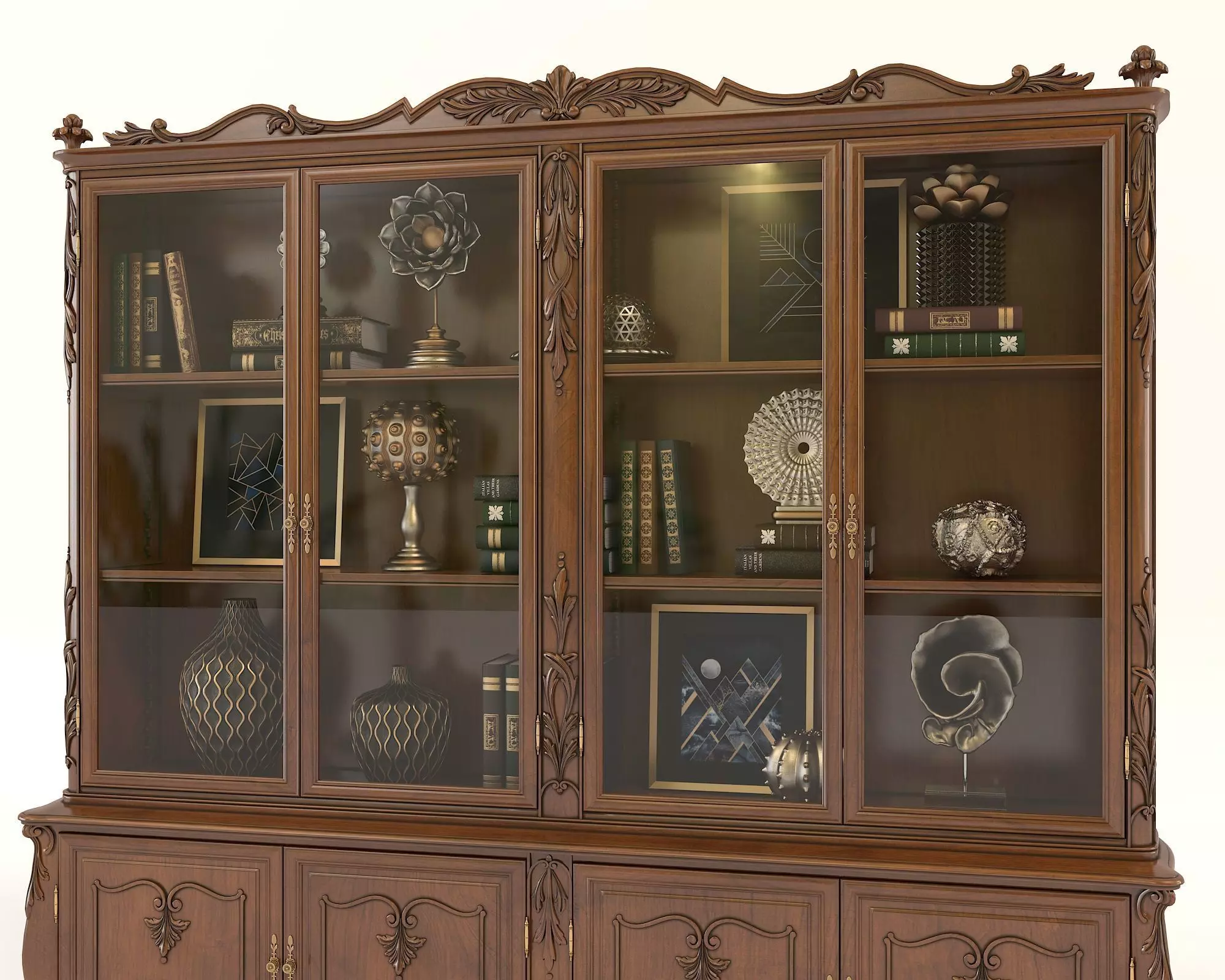 Classic Display Cabinet and Decoration 4 3D model_2