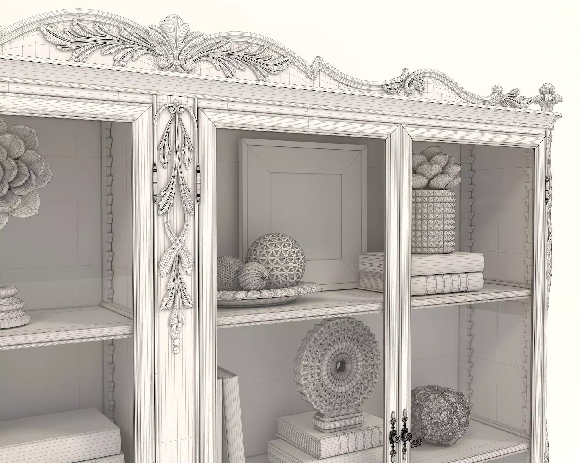 Classic Display Cabinet and Decoration 4 3D model_10