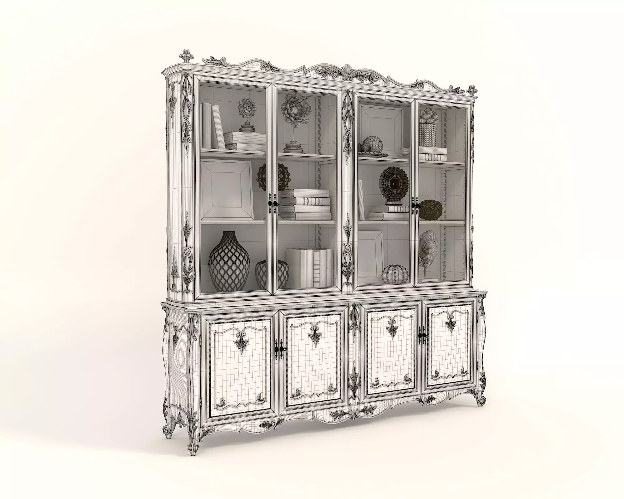 Classic Display Cabinet and Decoration 4 3D model_7