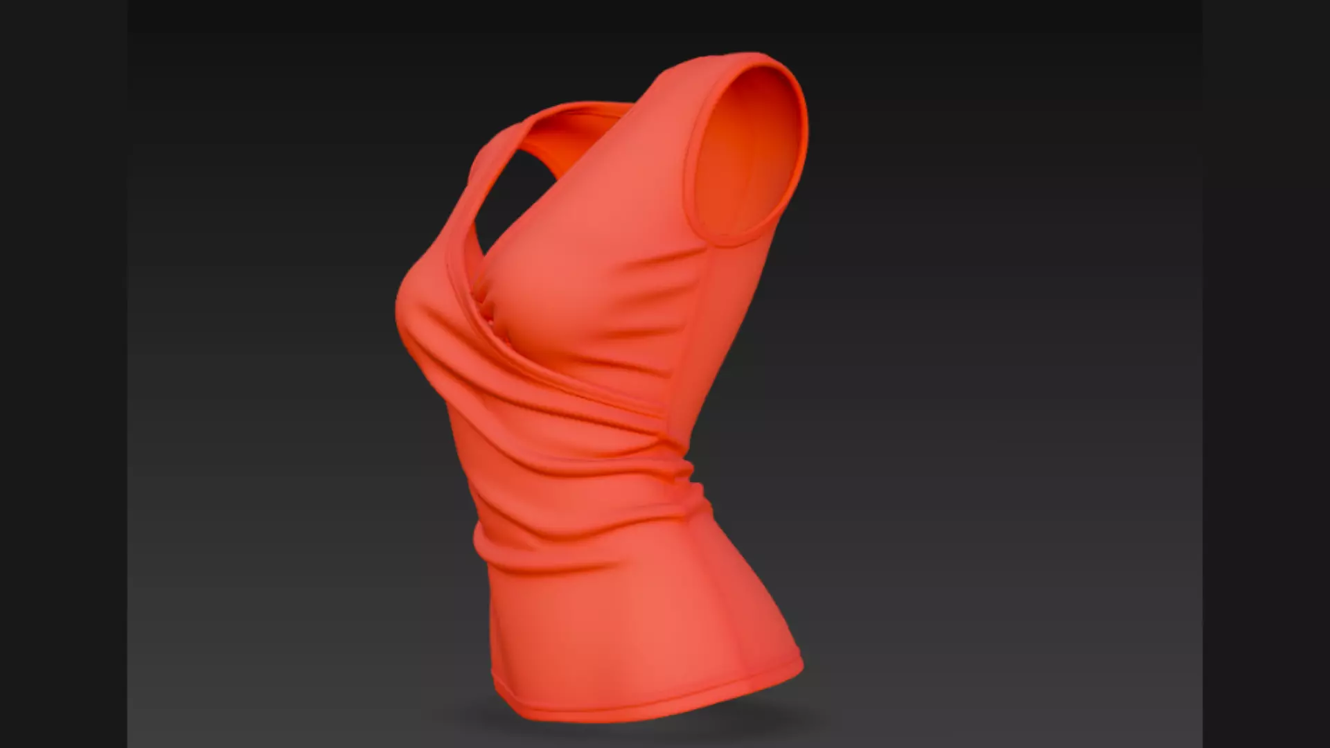 Red Wrap-Front Sleeveless Ladies Top 3D Model 3D model_0