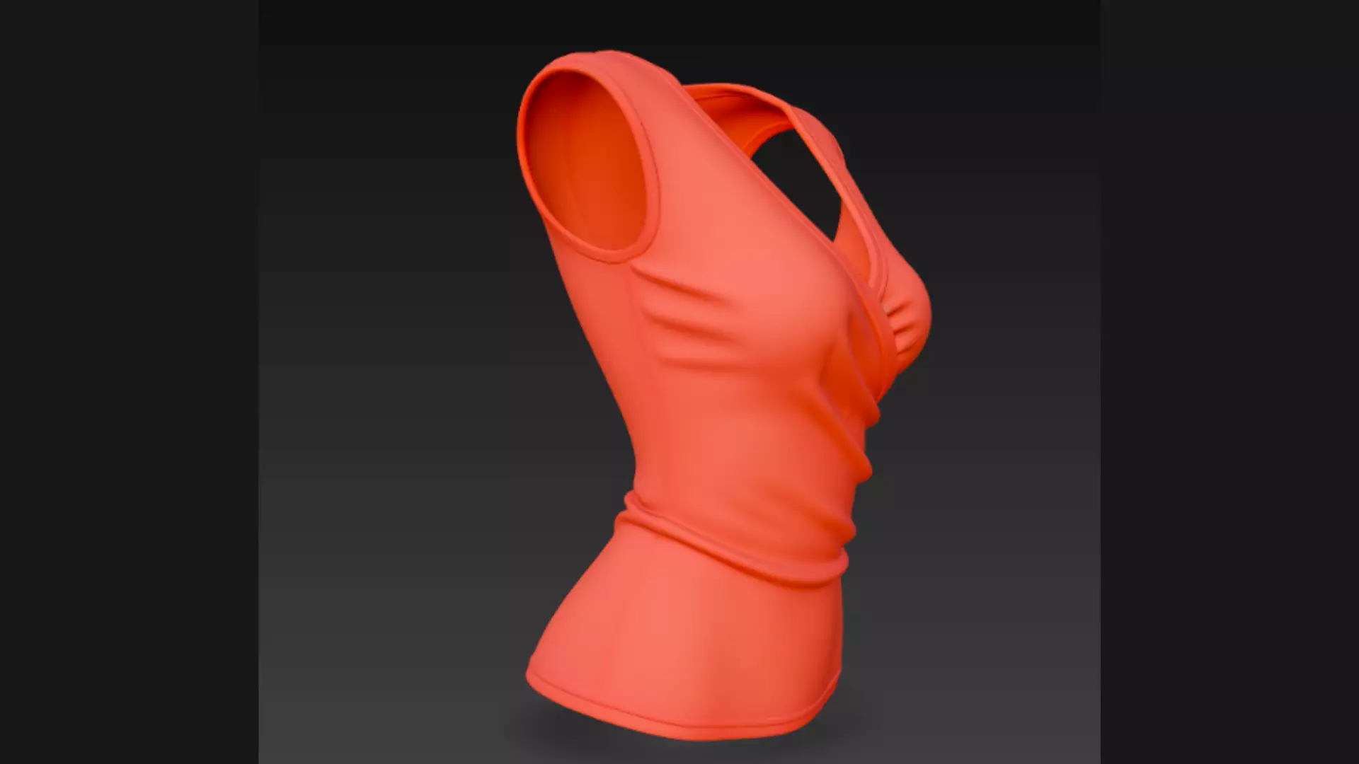 Red Wrap-Front Sleeveless Ladies Top 3D Model 3D model_4
