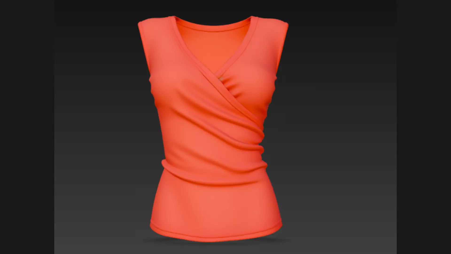 Red Wrap-Front Sleeveless Ladies Top 3D Model 3D model_2