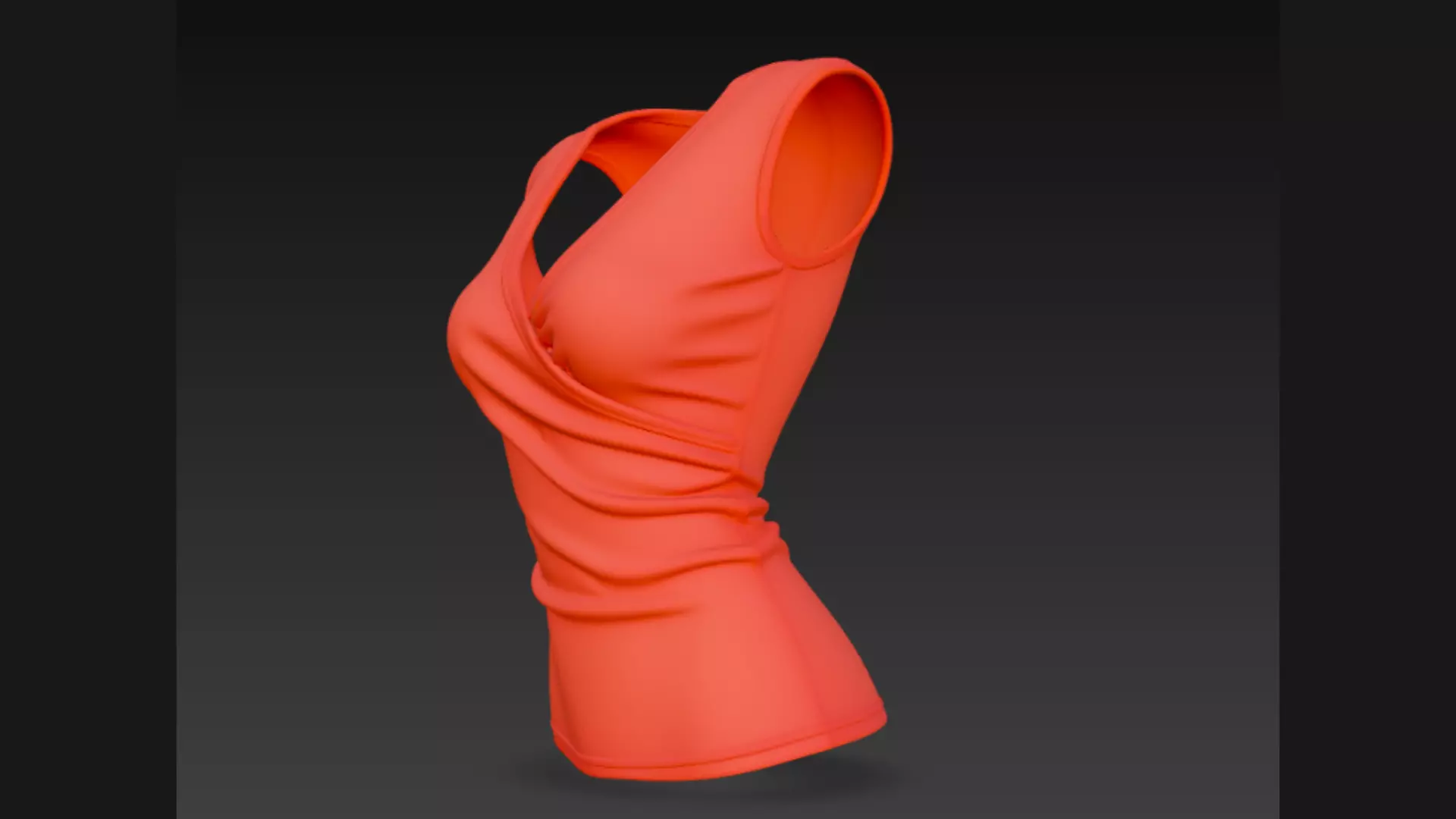 Red Wrap-Front Sleeveless Ladies Top 3D Model 3D model_1