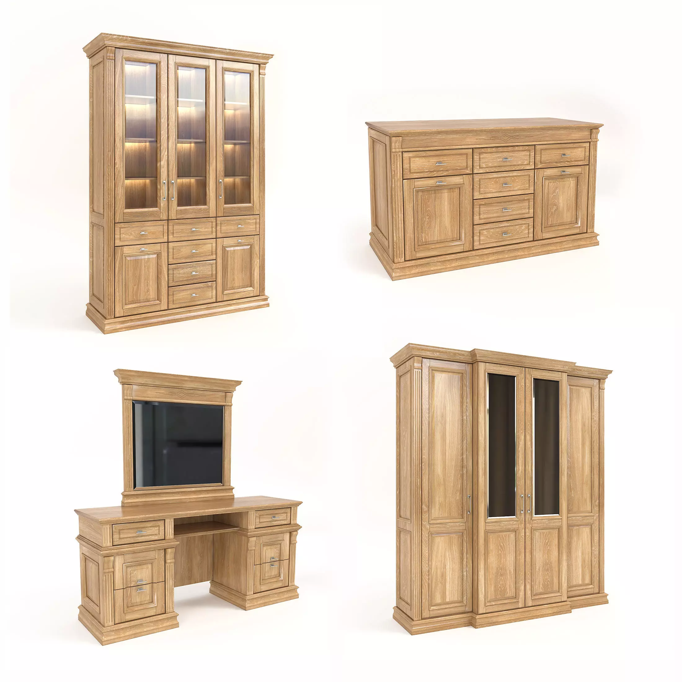 Wooden Furniture Collection 3D model_0