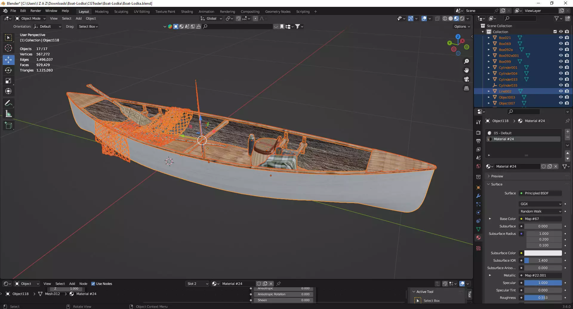 Old Fishing Boat-Lodka 3D Model 3D model_11