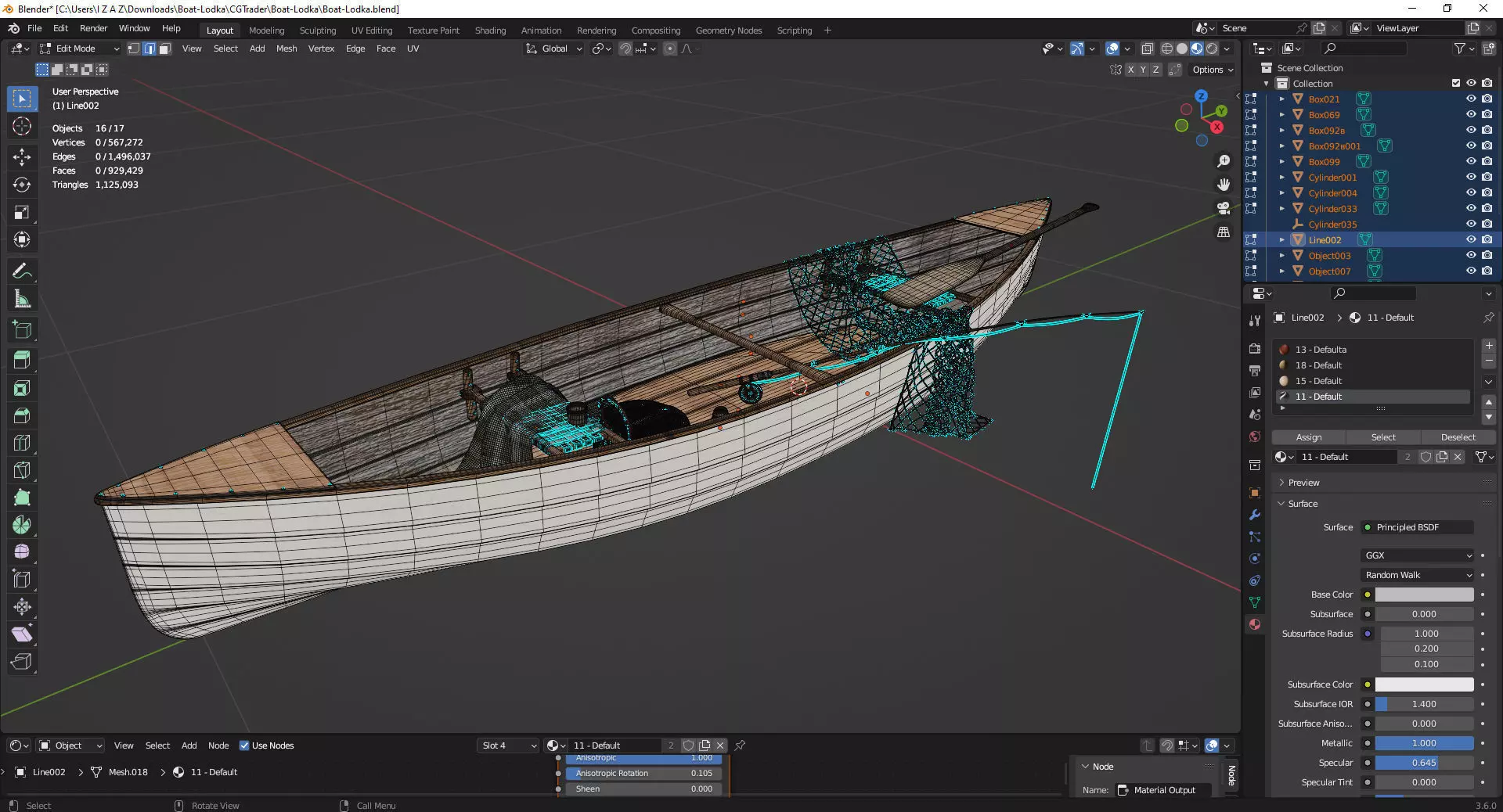 Old Fishing Boat-Lodka 3D Model 3D model_13