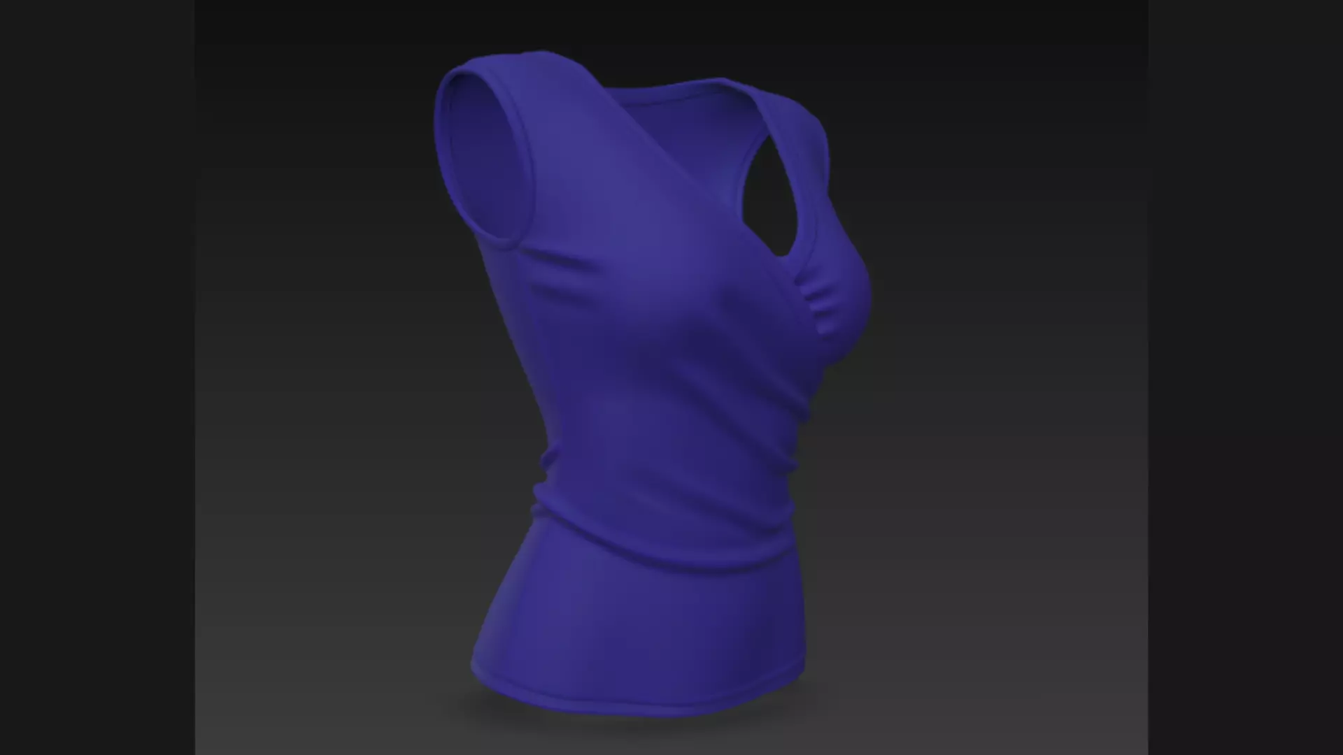 Blue Wrap-Front Sleeveless Ladies Top 3D Model 3D model_1