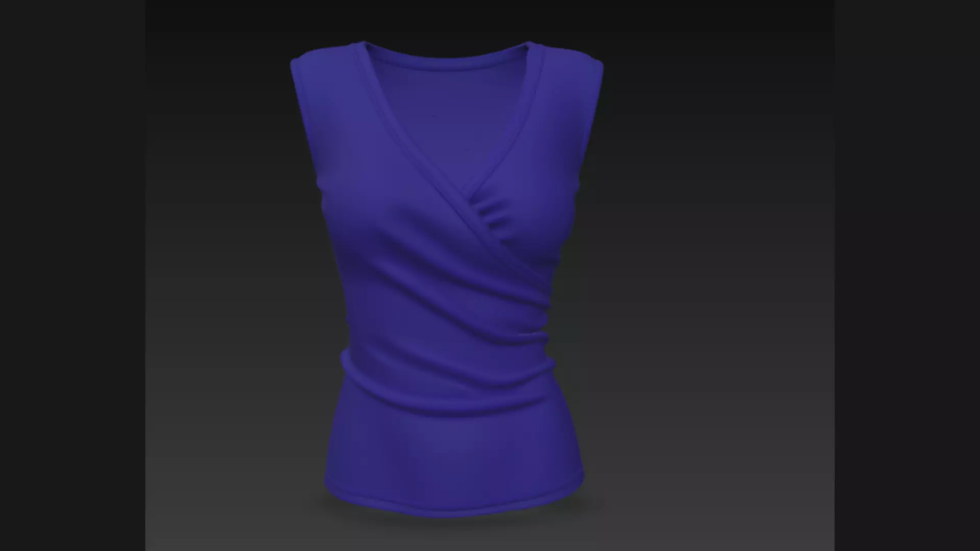 Blue Wrap-Front Sleeveless Ladies Top 3D Model 3D model_2