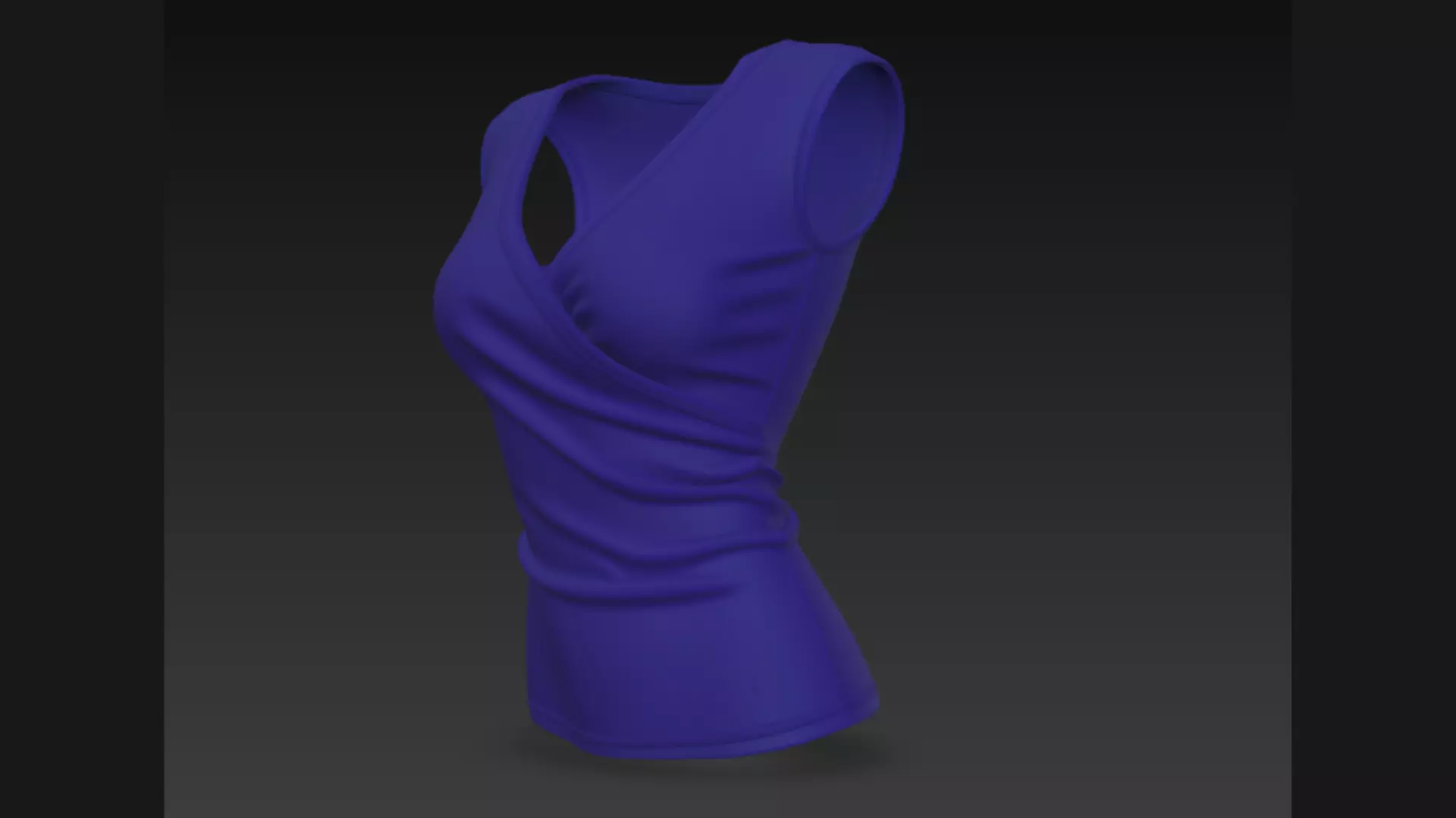 Blue Wrap-Front Sleeveless Ladies Top 3D Model 3D model_0
