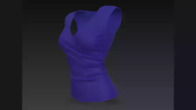 Blue Wrap-Front Sleeveless Ladies Top 3D Model 3D model