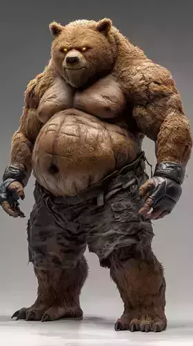 Massive Bear Warrior Anthropomorphic Grizzly Leather Gloves