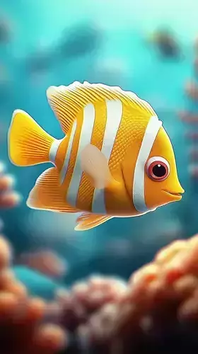 Vibrant Clownfish Orange White Striped Fish Swimming Coral