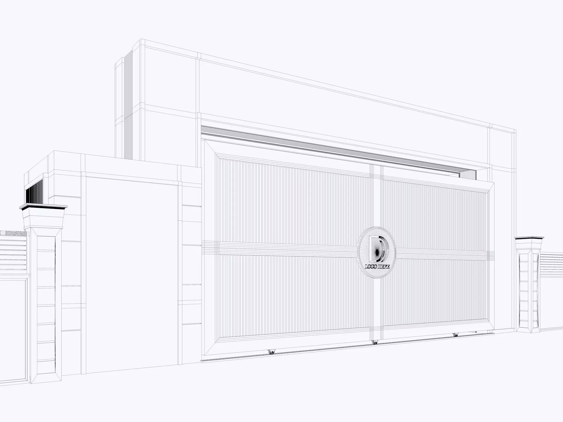 Main Site Entrance Gate Door 3D model_9