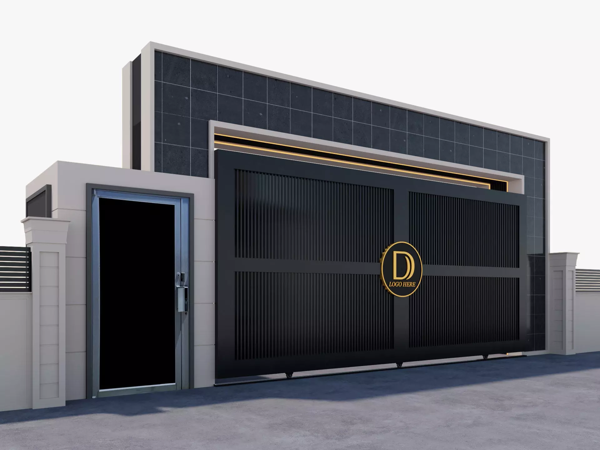 Main Site Entrance Gate Door 3D model_4