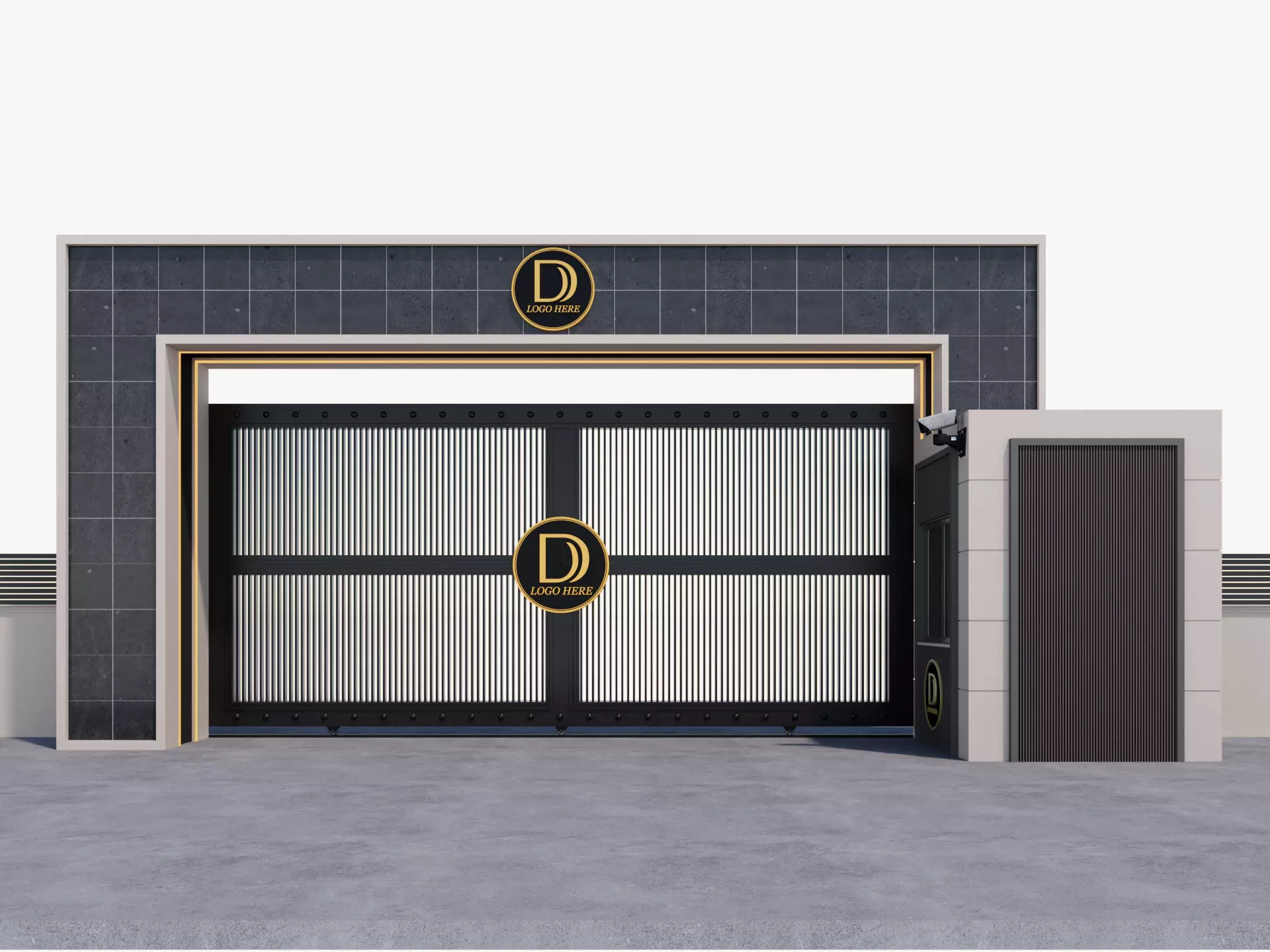 Main Site Entrance Gate Door 3D model_2