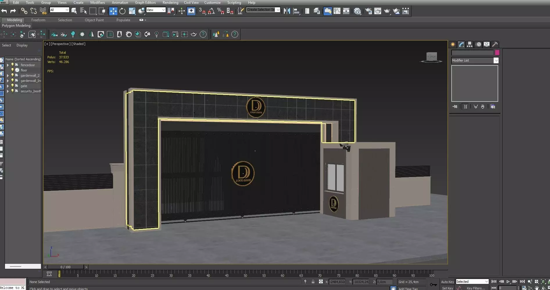 Main Site Entrance Gate Door 3D model_11