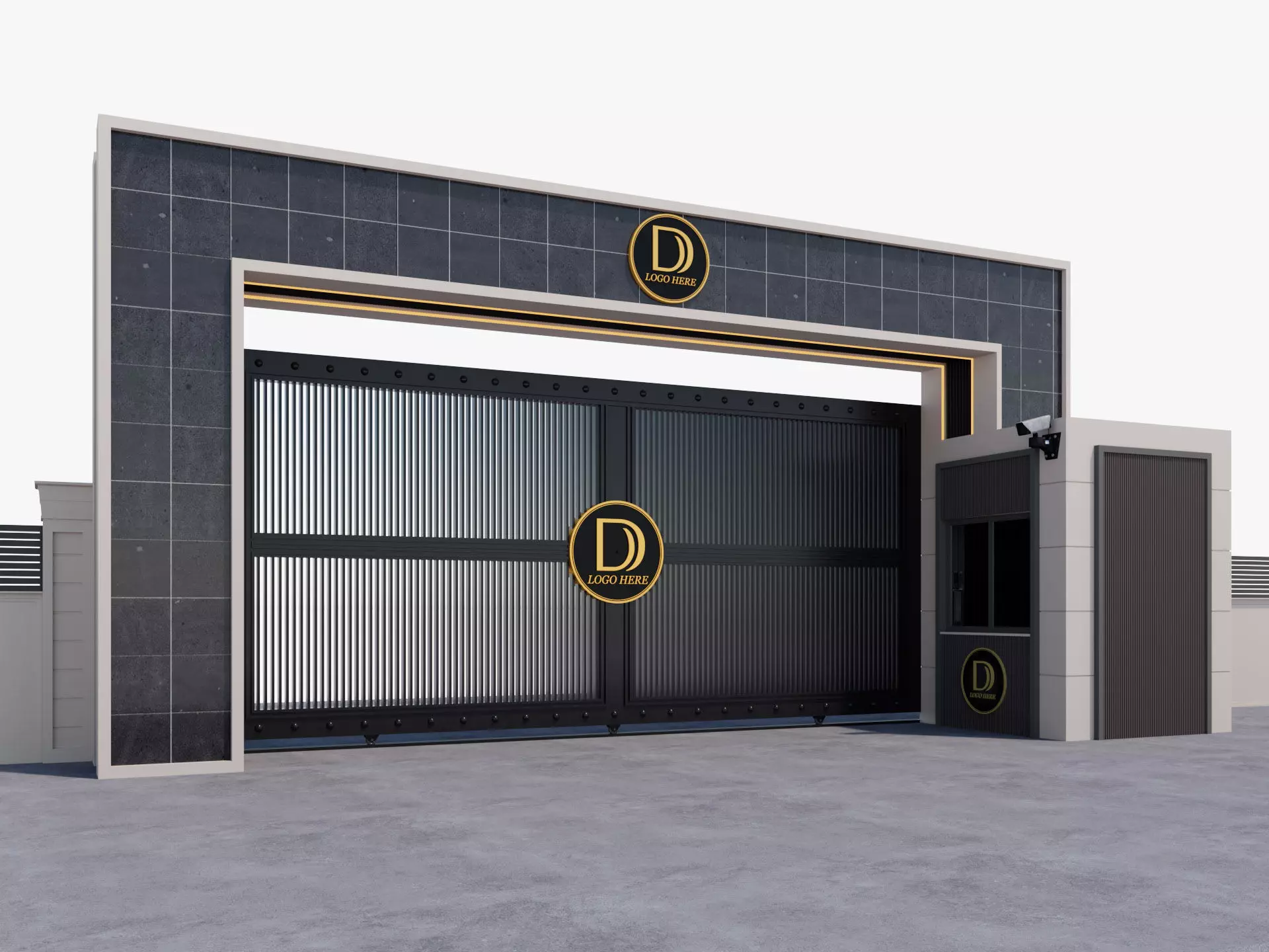 Main Site Entrance Gate Door 3D model_0