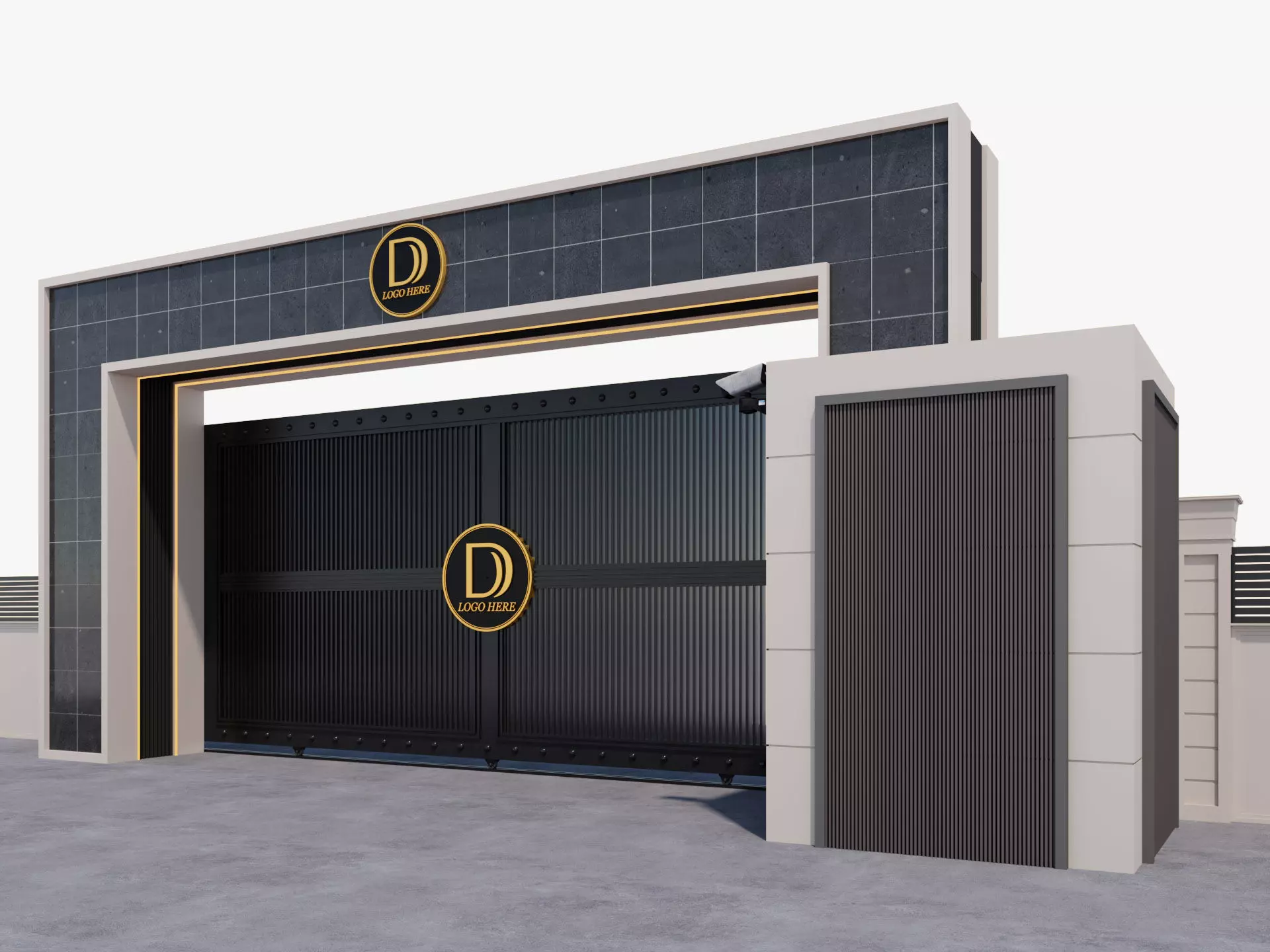 Main Site Entrance Gate Door 3D model_1