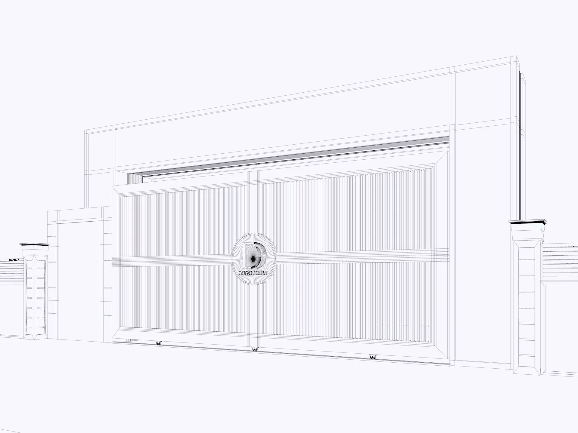 Main Site Entrance Gate Door 3D model_8