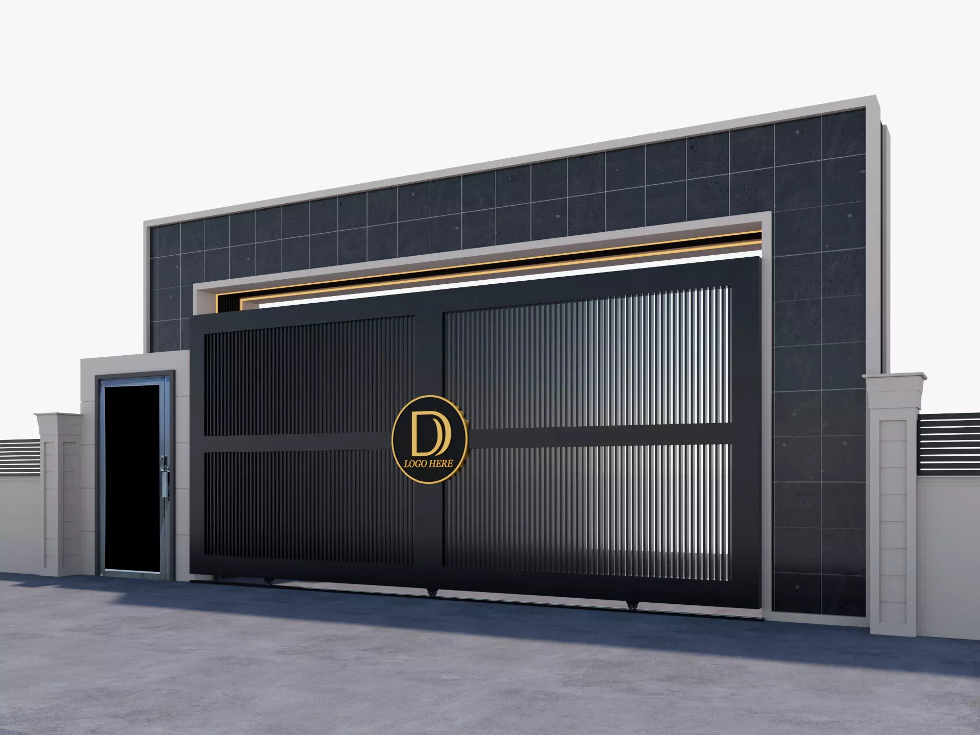 Main Site Entrance Gate Door 3D model_3