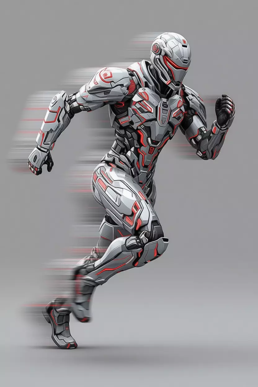 Futuristic Armored Soldier High-Tech Combat Suit Red Accents Low-poly 3D model_6