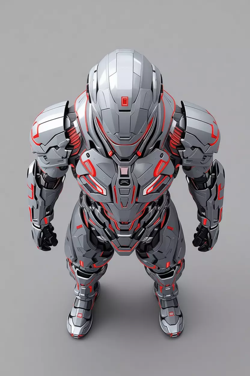 Futuristic Armored Soldier High-Tech Combat Suit Red Accents Low-poly 3D model_2