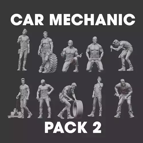 Garage car mechanic repair figure pack 2