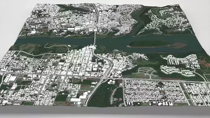 Cityscape Ciudad del Este Paraguay 3D model 2