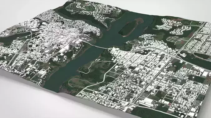 Cityscape Ciudad del Este Paraguay 3D model 4