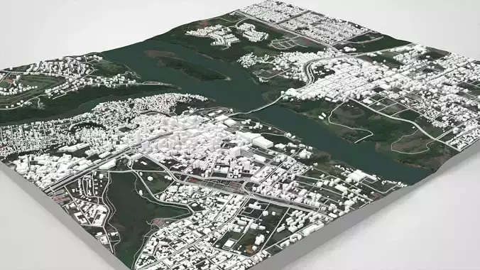 Cityscape Ciudad del Este Paraguay 3D model 6