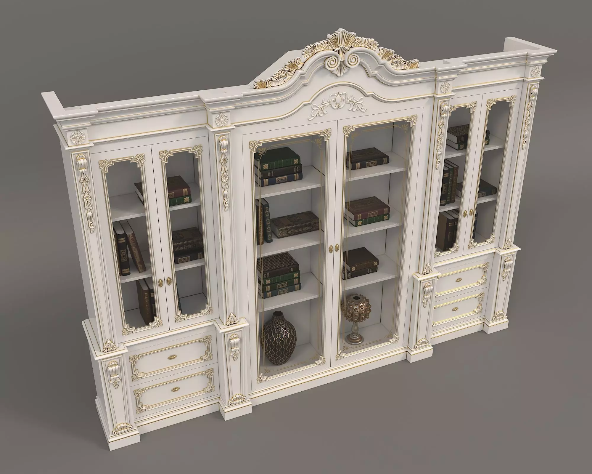 Classic Display Cabinet and Decoration 5 3D model_6