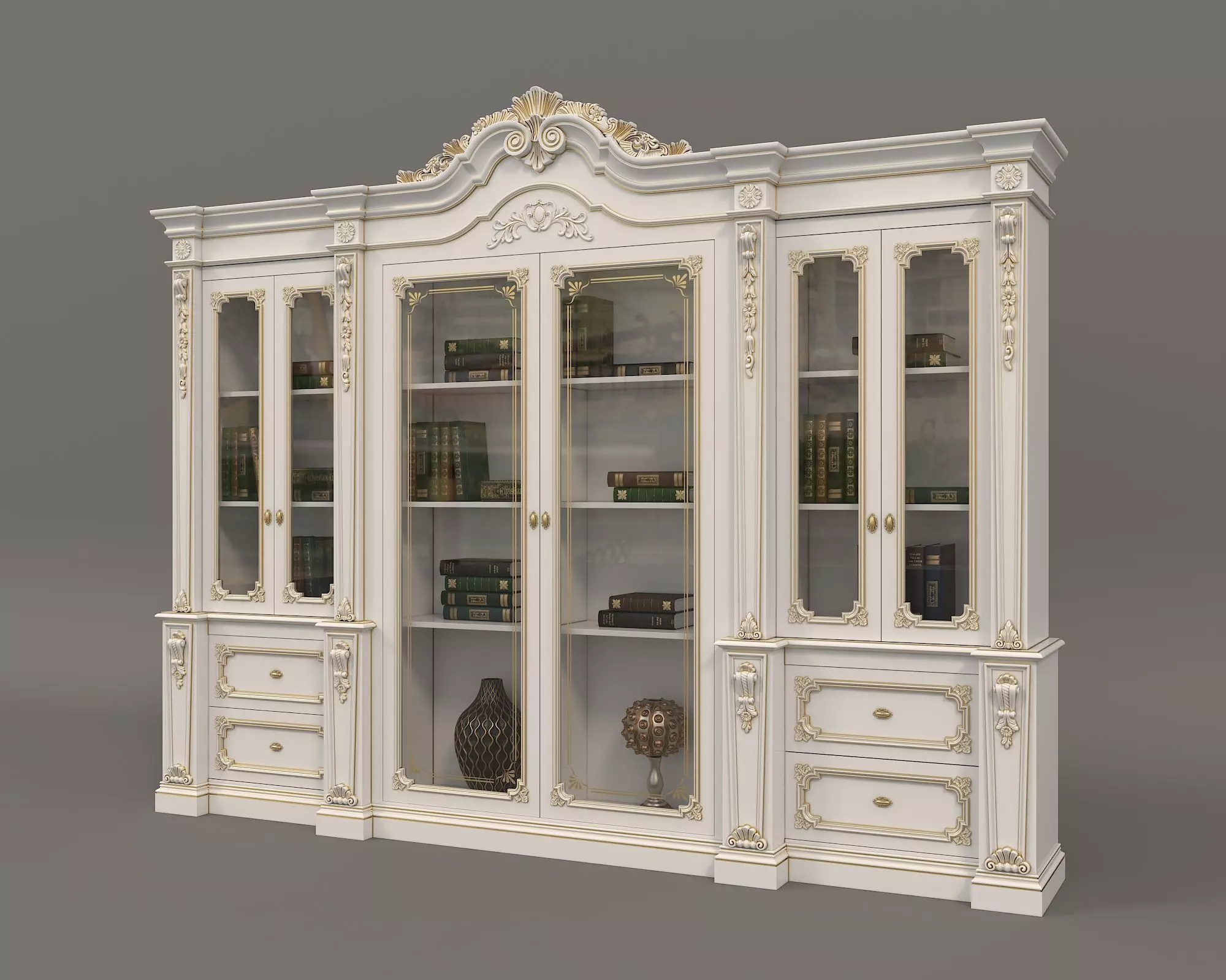 Classic Display Cabinet and Decoration 5 3D model_0