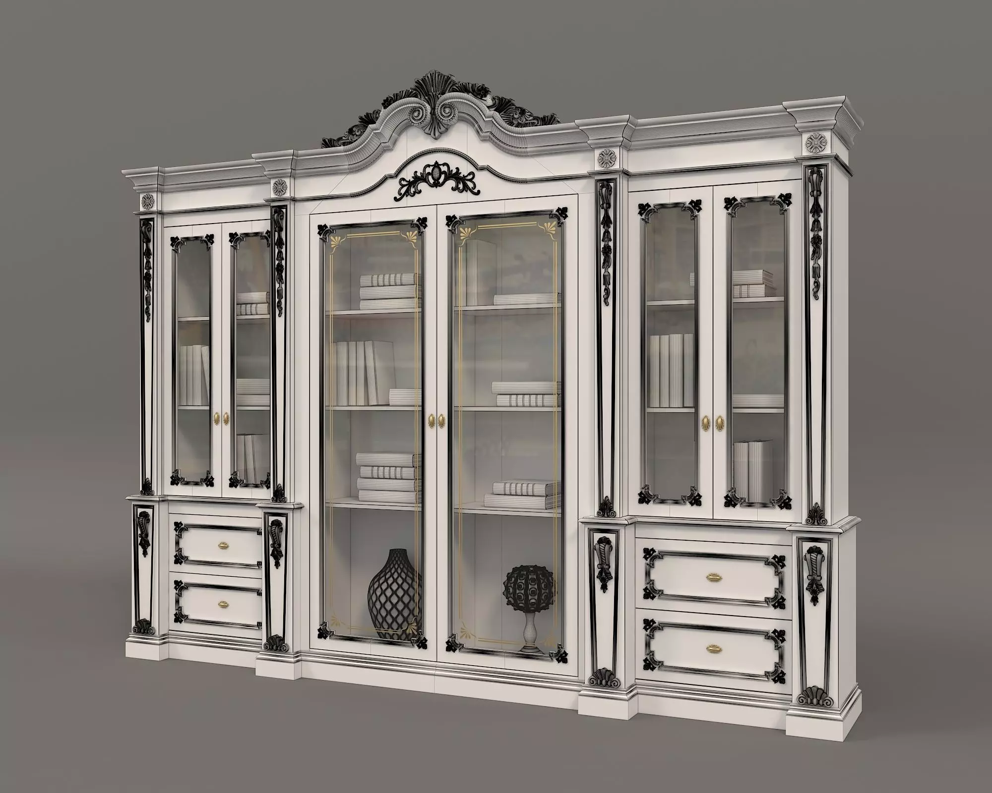 Classic Display Cabinet and Decoration 5 3D model_7