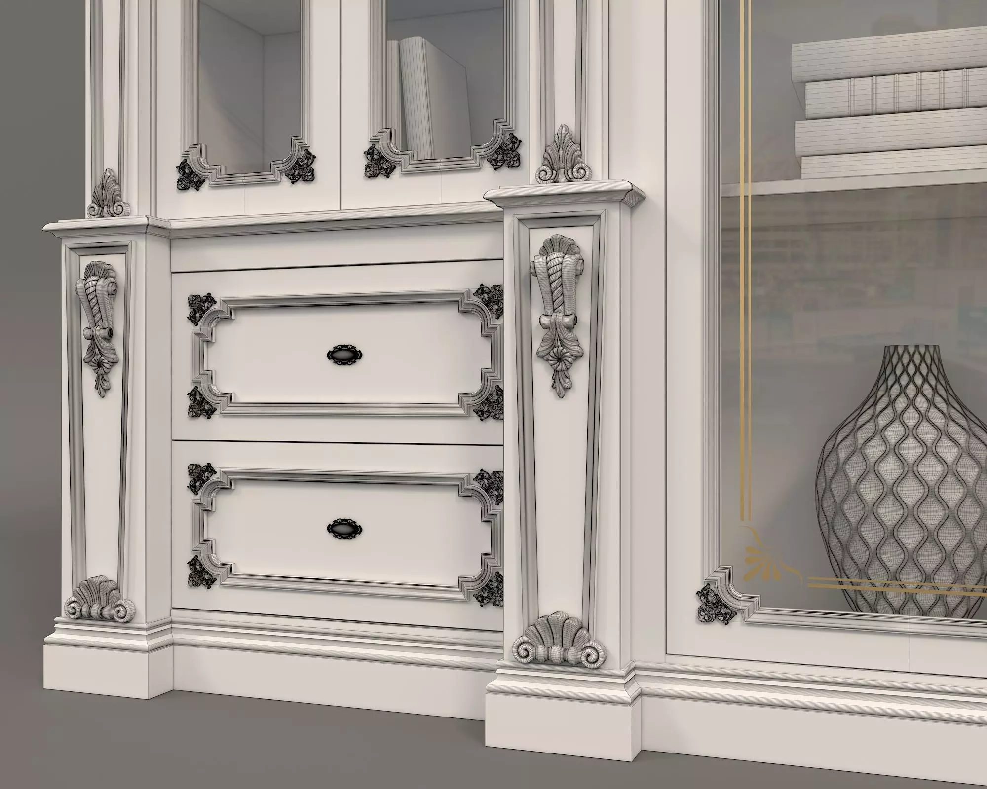 Classic Display Cabinet and Decoration 5 3D model_9