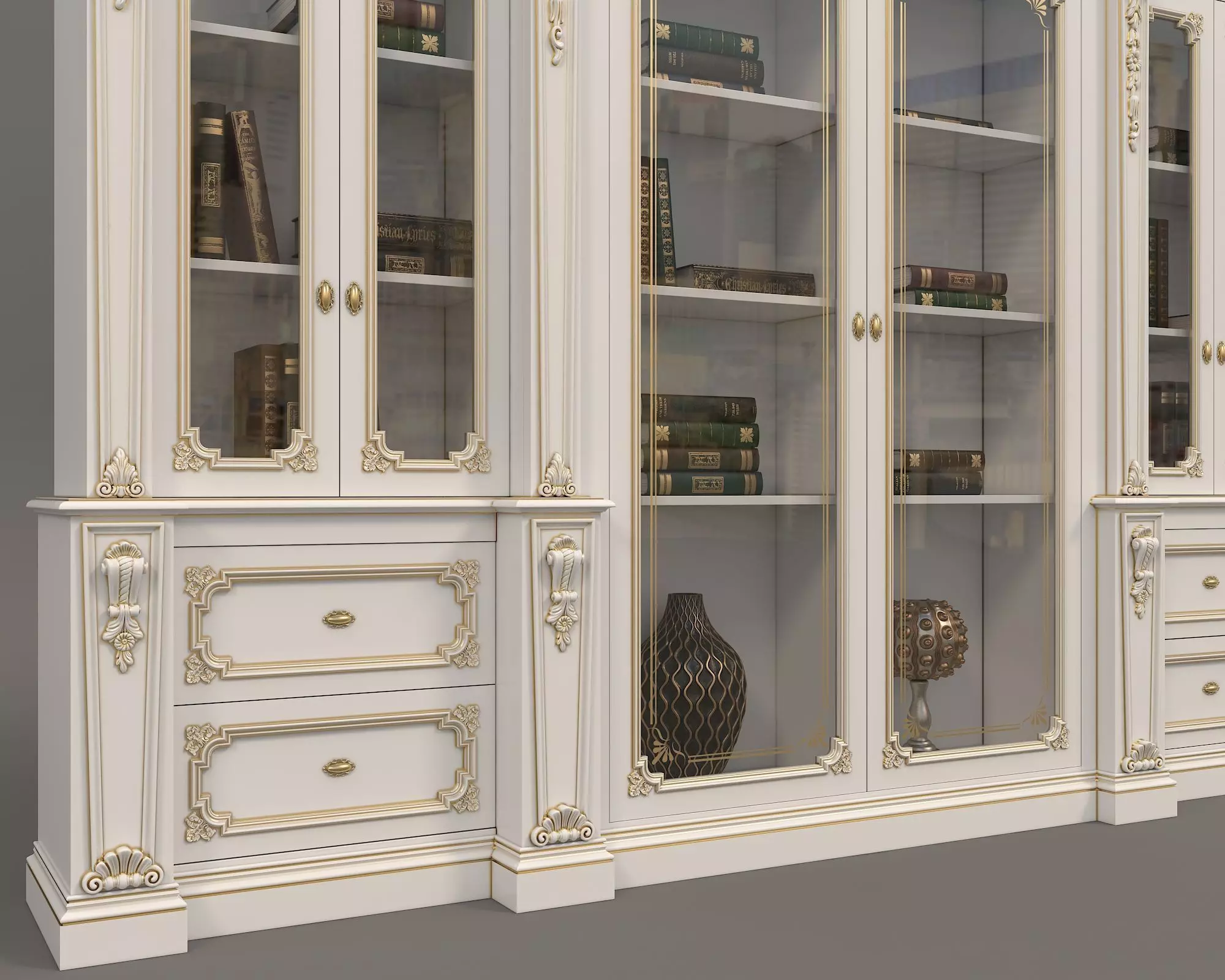 Classic Display Cabinet and Decoration 5 3D model_5