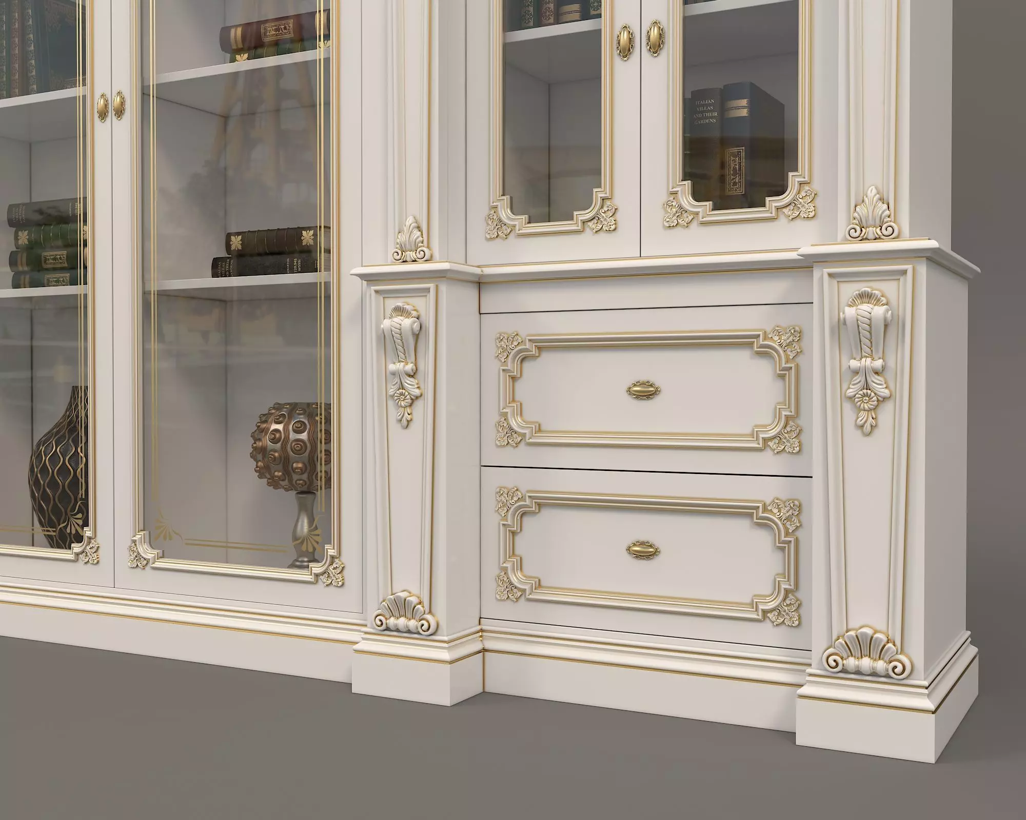 Classic Display Cabinet and Decoration 5 3D model_2