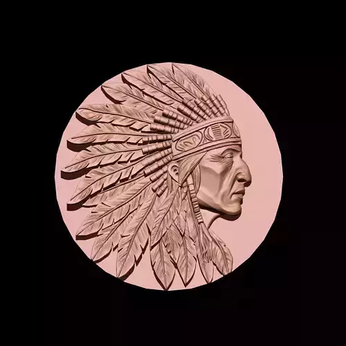 Native American Warrior basrelief 3D print model