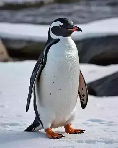 Gentoo Penguin Imperator Black White Bird Orange Beak Snow