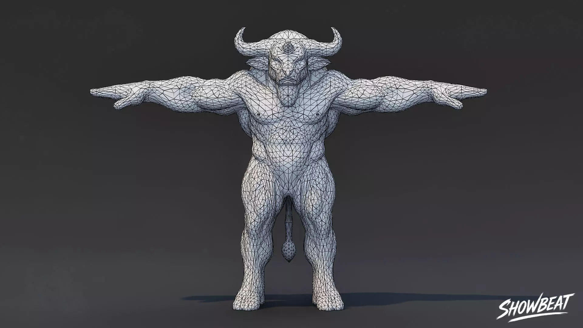 Classic Minotaur V02 T-Pose Low-poly 3D model_6
