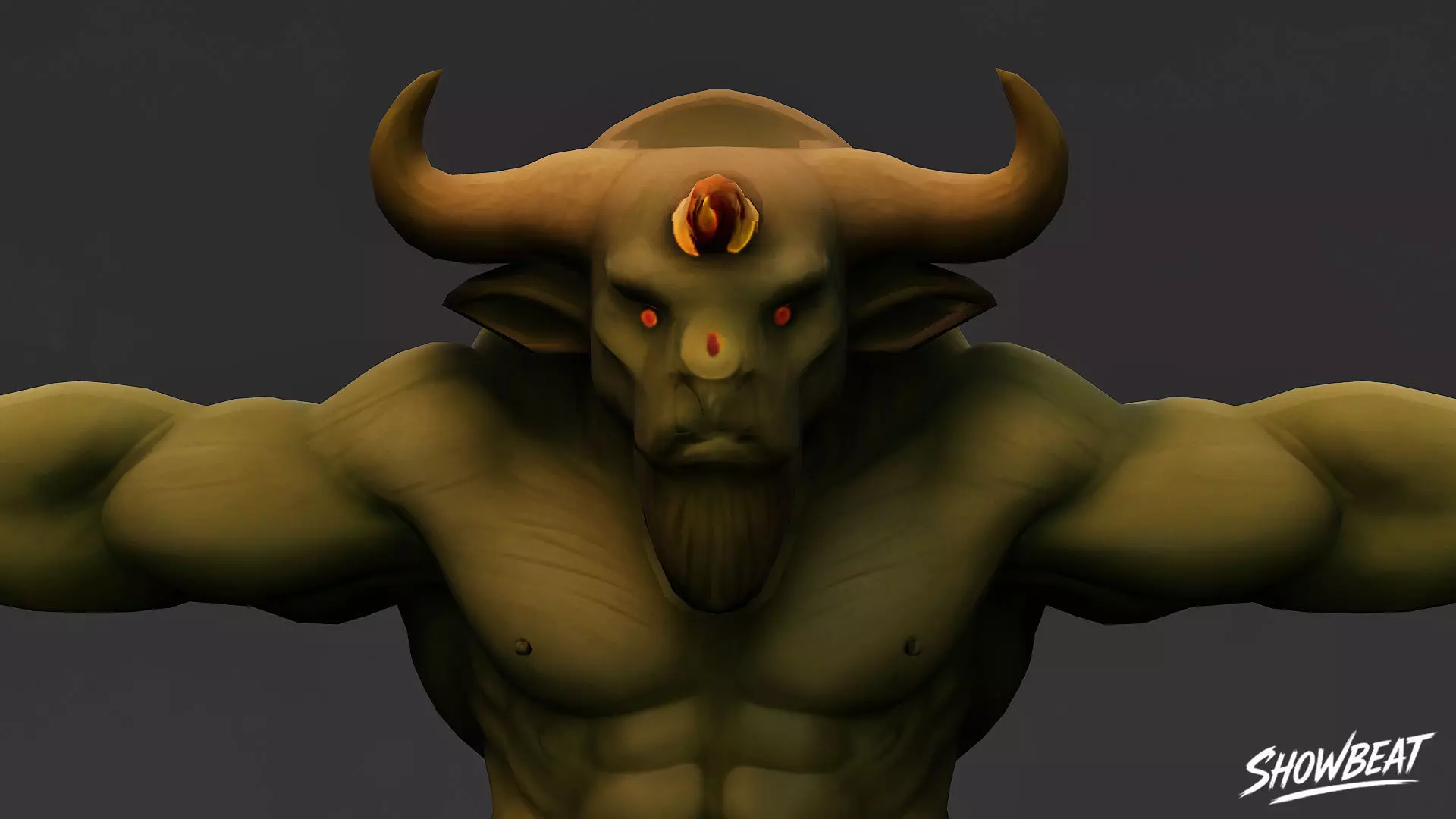 Classic Minotaur V02 T-Pose Low-poly 3D model_4