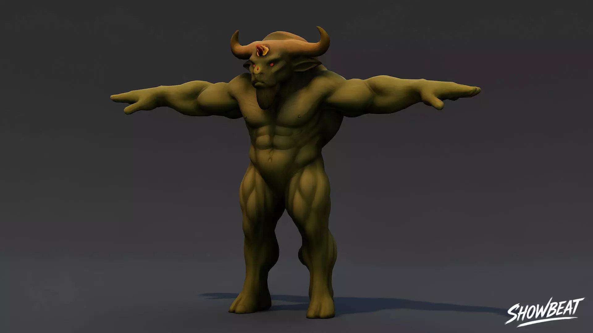 Classic Minotaur V02 T-Pose Low-poly 3D model_1