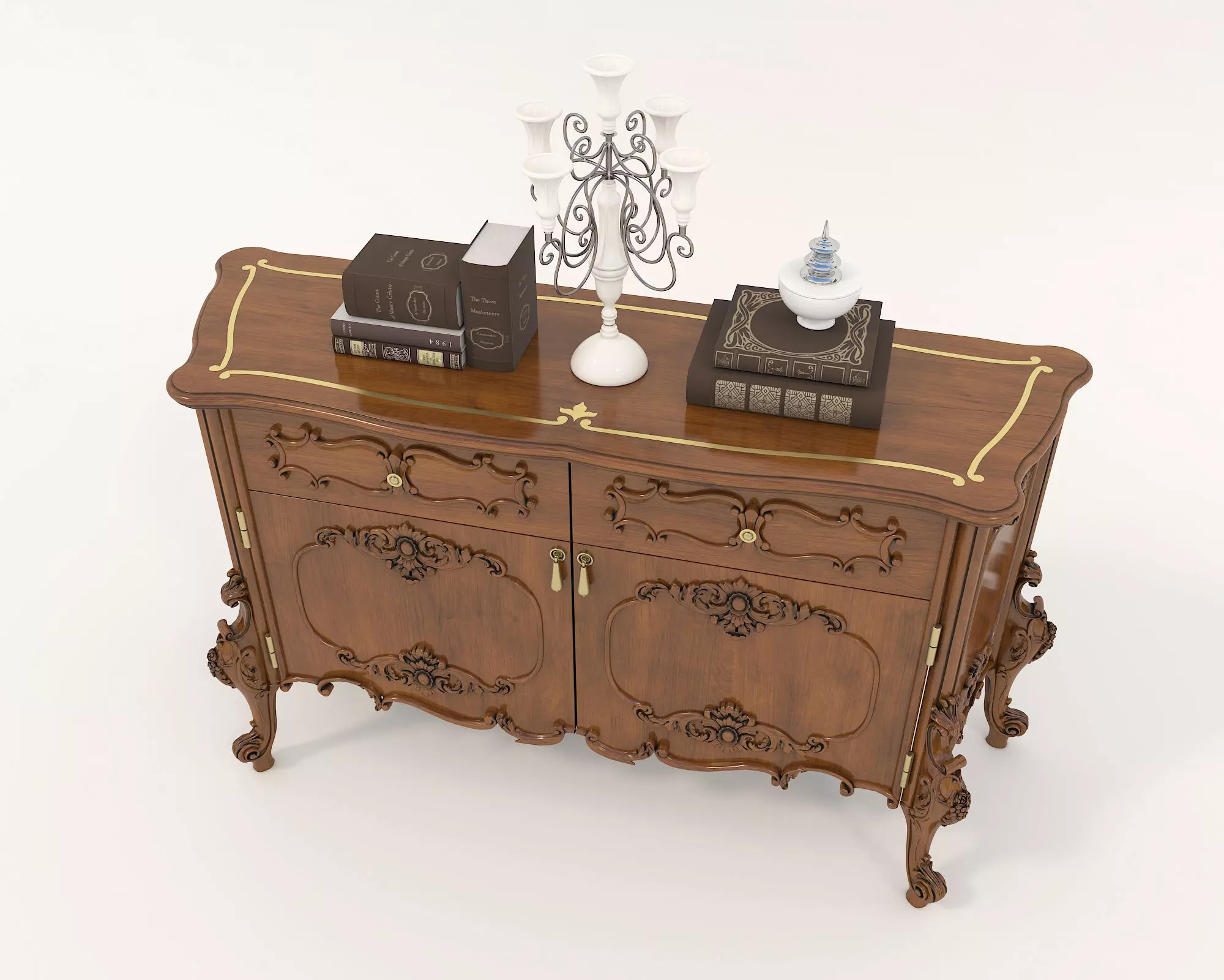 Classic European style Sideboard and Decoration 2 3D model_7