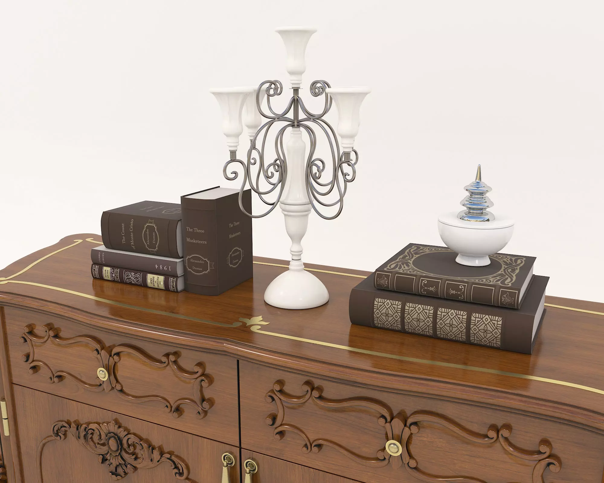Classic European style Sideboard and Decoration 2 3D model_4