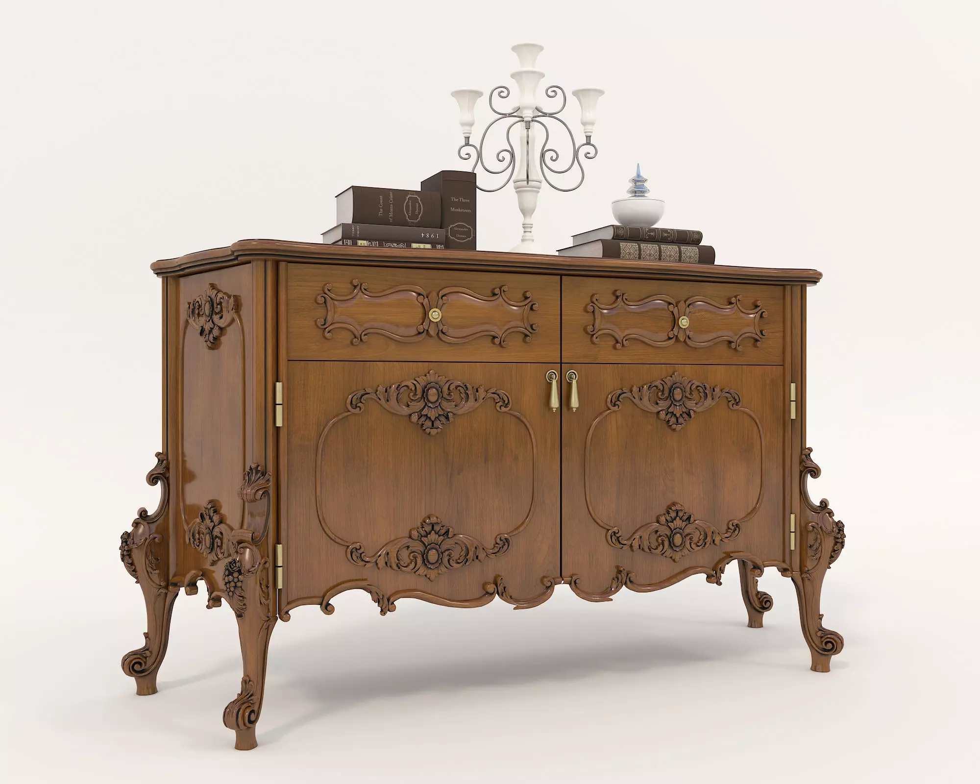 Classic European style Sideboard and Decoration 2 3D model_2