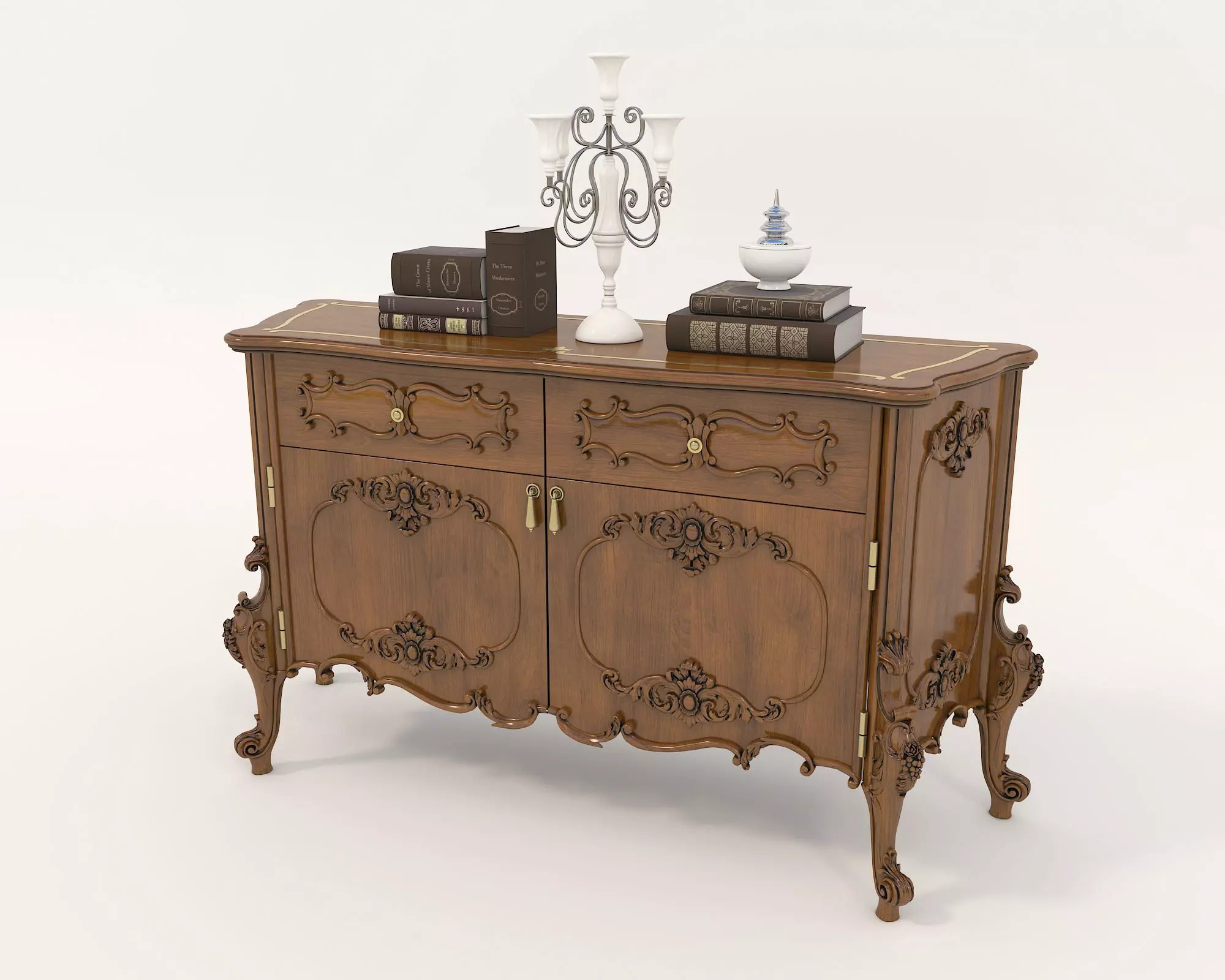 Classic European style Sideboard and Decoration 2 3D model_0