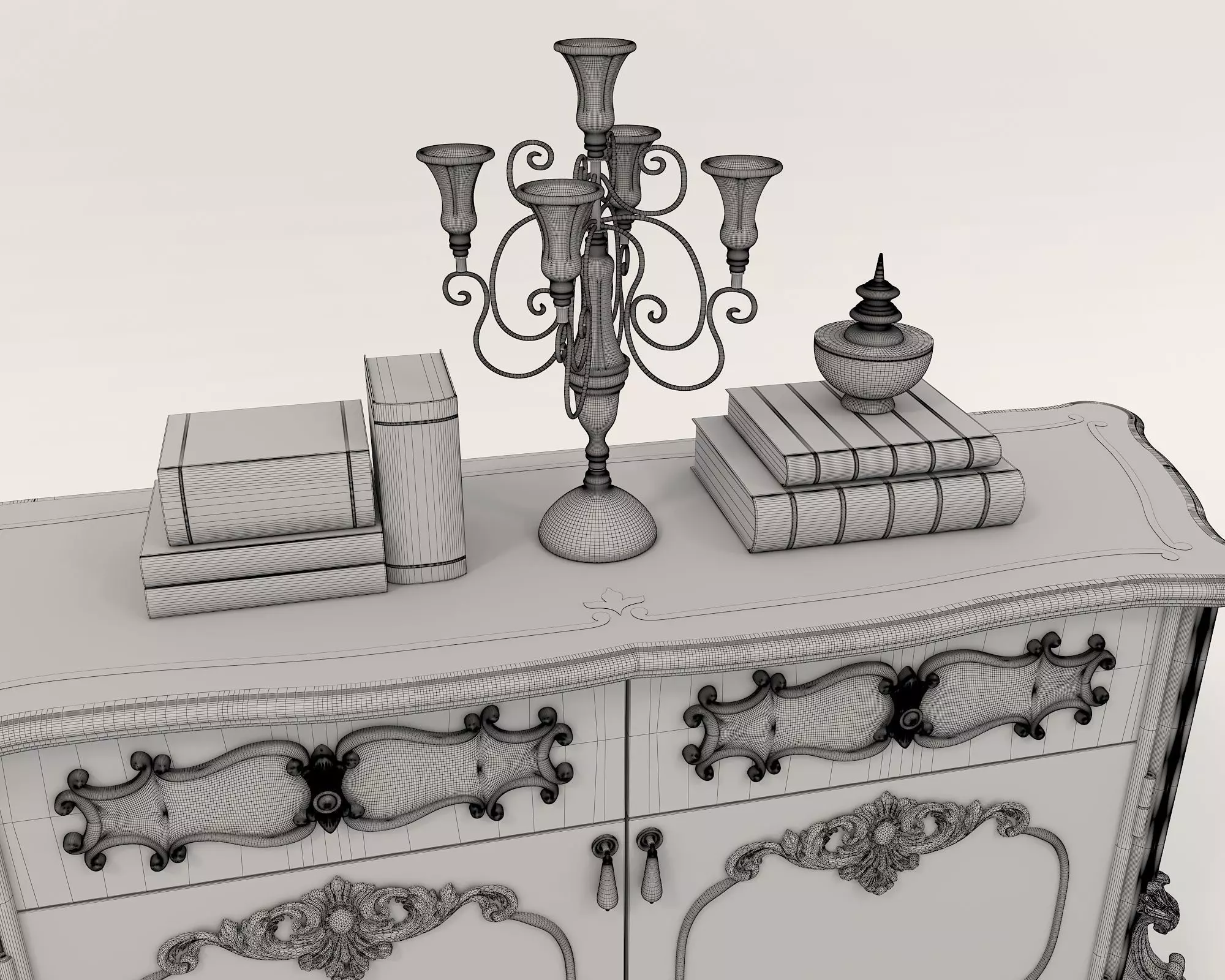 Classic European style Sideboard and Decoration 2 3D model_9
