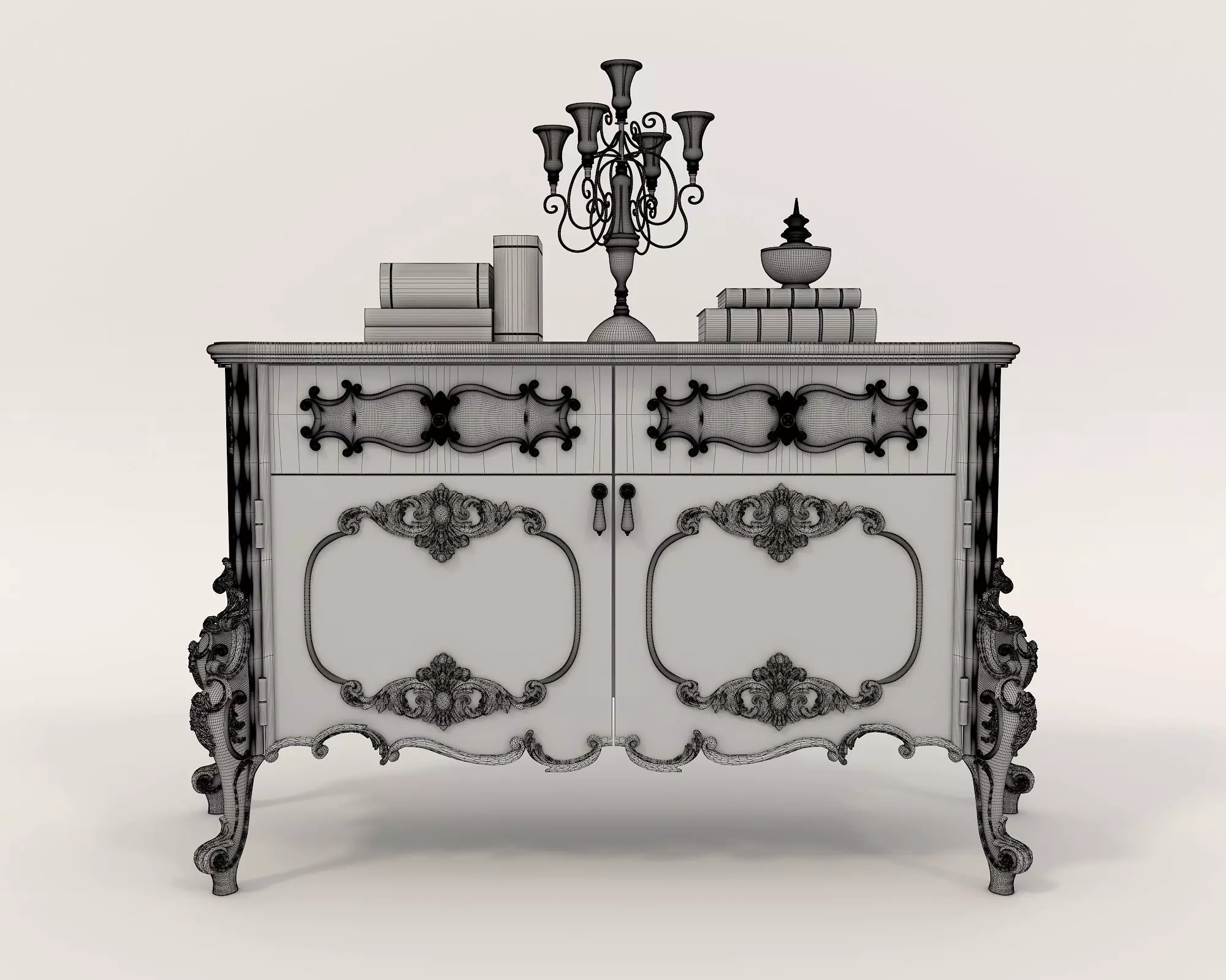 Classic European style Sideboard and Decoration 2 3D model_8