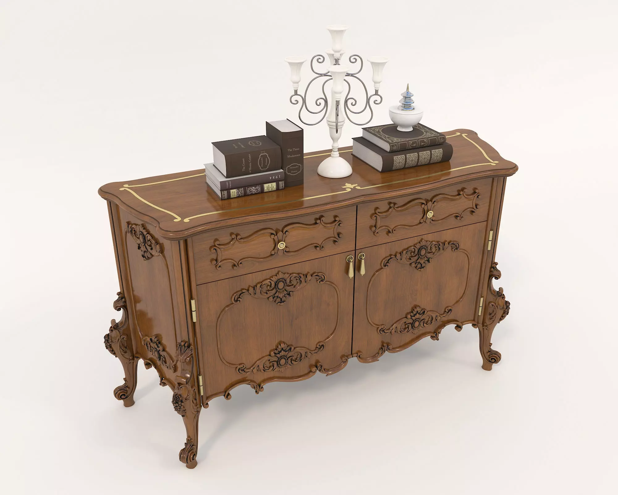 Classic European style Sideboard and Decoration 2 3D model_1